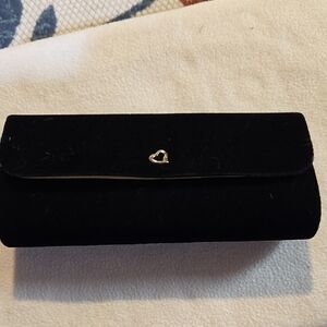 Victoria's Secret Black Clutch with Gold Heart Accent